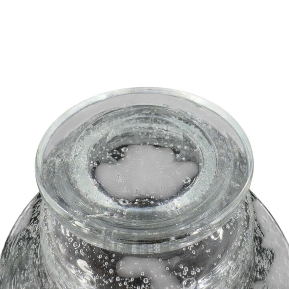 Vintage Hand Blown Footed Clear Art Glass Bowl Dish With Large Air Bubbles - Picture 8 of 10
